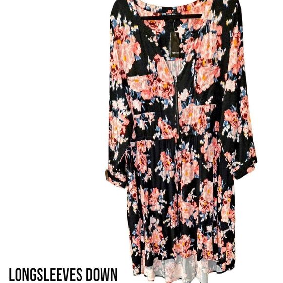 TORRID PLUS SIZE-MINI CHALLISโFLORAL HIGH- LOW SHIRT DRESS SIZE 4X - Picture 4 of 17